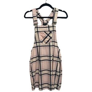 Streetwear Society Pink Plaid Overall Dress | Y2K | Baby Pink Plaid | Size Large